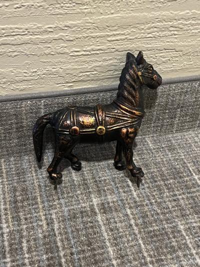 James Mont RARE PAIR OF JAMES MONT MIXED METALLIC FINISHES WOOD METAL HORSE LAMPS