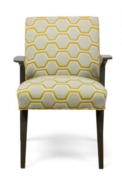 James Mont Set of 6 James Mont American Modern Gray Cerused Oak Upholstered Dining Chairs