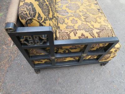 James Mont Unusual 1970s Asian James Mont style Black Lacquered Sofa Midcentury Chinoiserie