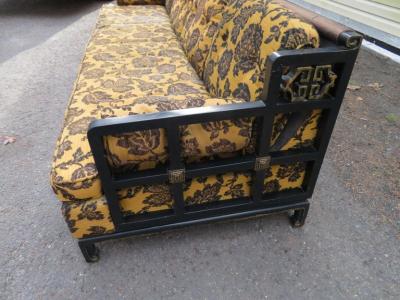 James Mont Unusual 1970s Asian James Mont style Black Lacquered Sofa Midcentury Chinoiserie