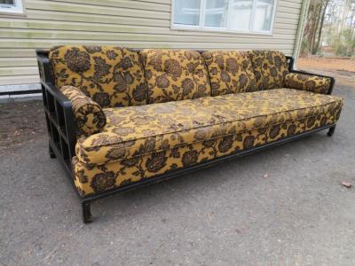 James Mont Unusual 1970s Asian James Mont style Black Lacquered Sofa Midcentury Chinoiserie