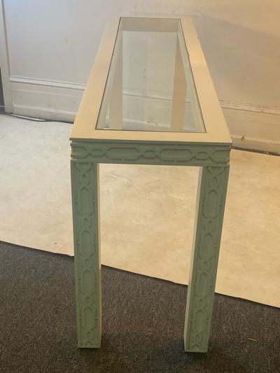 James Mont WHITE CHINOISERIE STYLE CONSOLE TABLE IN THE MANNER OF JAMES MONT