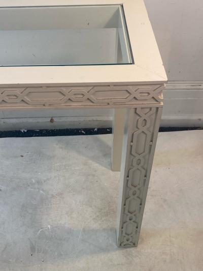 James Mont WHITE CHINOISERIE STYLE CONSOLE TABLE IN THE MANNER OF JAMES MONT