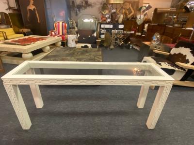 James Mont WHITE CHINOISERIE STYLE CONSOLE TABLE IN THE MANNER OF JAMES MONT