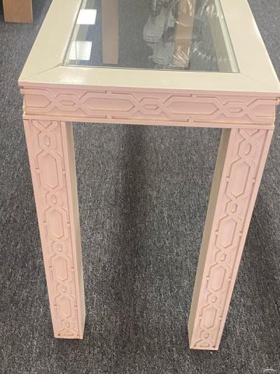 James Mont WHITE CHINOISERIE STYLE CONSOLE TABLE IN THE MANNER OF JAMES MONT