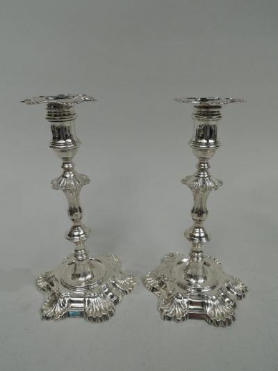 James Morison Set of 4 English Georgian 6 Shell Candlesticks by Morison 1756
