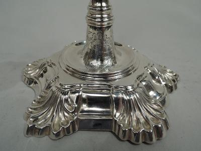 James Morison Set of 4 English Georgian 6 Shell Candlesticks by Morison 1756