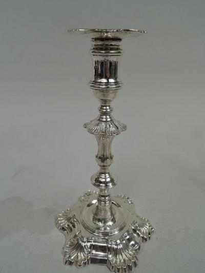 James Morison Set of 4 English Georgian 6 Shell Candlesticks by Morison 1756