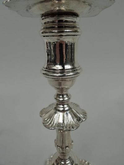 James Morison Set of 4 English Georgian 6 Shell Candlesticks by Morison 1756