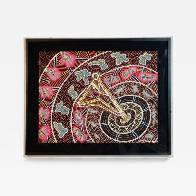 James P Simon Australian Aboriginal Painting in Lucite Shadowbox Signed 