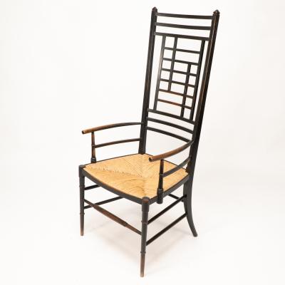 James Plucknett James Plucknett attri an exagerated high back AngloJapanese ebonized armchair