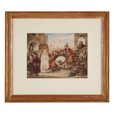 James Stephanoff Orientalist watercolour by Stephanoff of a Middle Eastern scene
