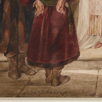 James Stephanoff Orientalist watercolour by Stephanoff of a Middle Eastern scene