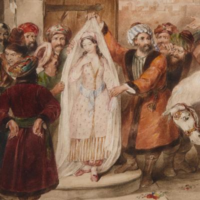 James Stephanoff Orientalist watercolour by Stephanoff of a Middle Eastern scene