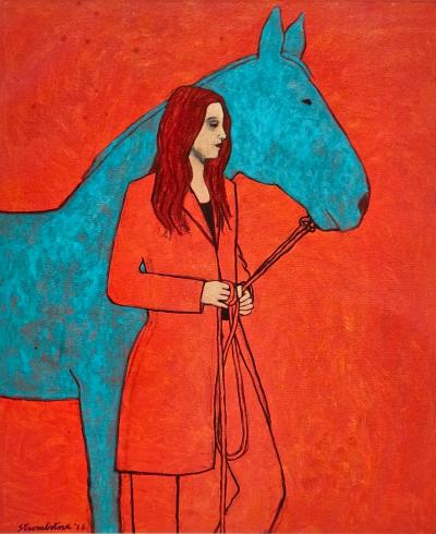 James Strombotne James Strombotne painting Horsewoman in Red 2016