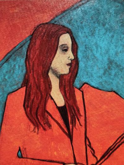 James Strombotne James Strombotne painting Horsewoman in Red 2016