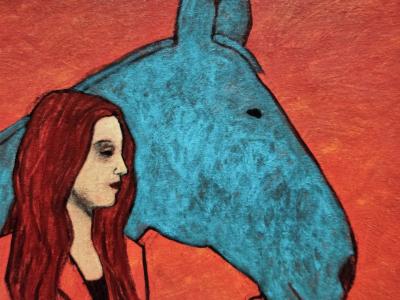 James Strombotne James Strombotne painting Horsewoman in Red 2016