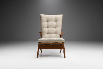 Jan Den Drijver Dutch Modern High Back Chair by Jan den Drijver for De Stijl The Hague 1950s