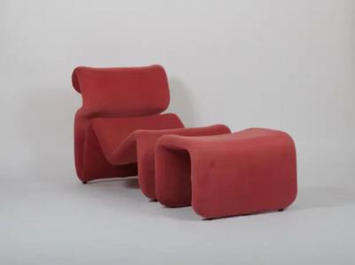 Jan Ekselius A set of two Etcetera lounge chairs with an ottoman by Jan Ekselius Sweden c1970