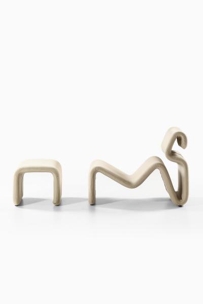 Jan Ekselius Etcetera Lounge Chair in Steel and Wool by Jan Ekselius 1960s