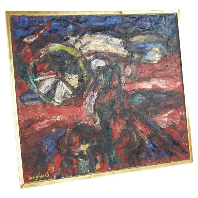 Jan Sierhuis Mid Century 1959 Signed Oil on Canvas Painting