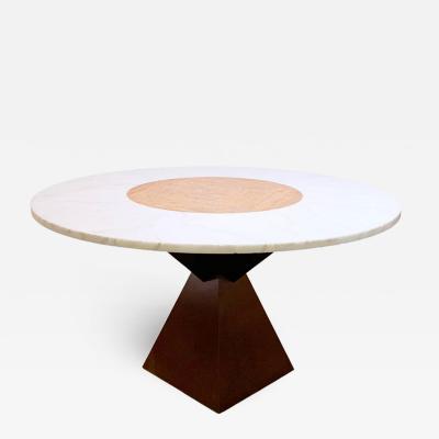 Jan Vlug 1970s Mid Century Red and White Travertine Dining Table by Jan Vlug