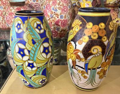 Jan Wind Art Deco Boch Keramis Vase with Oiseaux de Paradis by Jan Wind Belgium c 1925