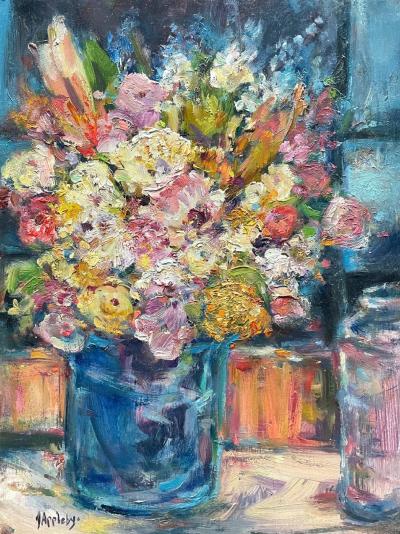 Jane Appleby Summer Flowers in Blue Vase