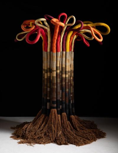 Jane Knight Large Scale Freestanding Fiber Art Sculpture by Jane Knight Titled The Tree