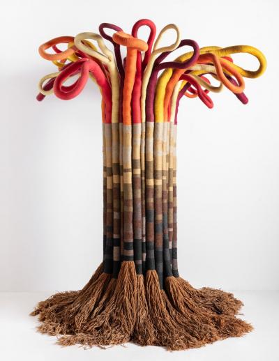 Jane Knight Large Scale Freestanding Fiber Art Sculpture by Jane Knight Titled The Tree
