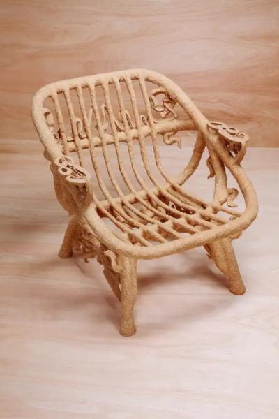 Janne Schimmel Goo Lounge Chair Wooden Chair with Ornamental Features Schimmel Schweikle