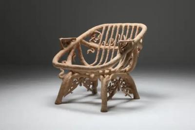 Janne Schimmel Goo Lounge Chair Wooden Chair with Ornamental Features Schimmel Schweikle