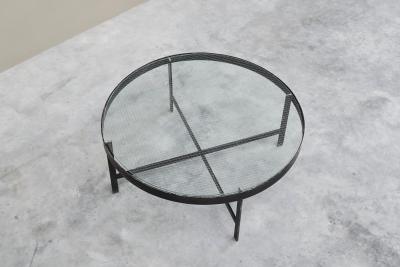 Janni Van Pelt Janni van Pelt Coffee Table in Patinated Metal and Glass The Netherlands 1950s