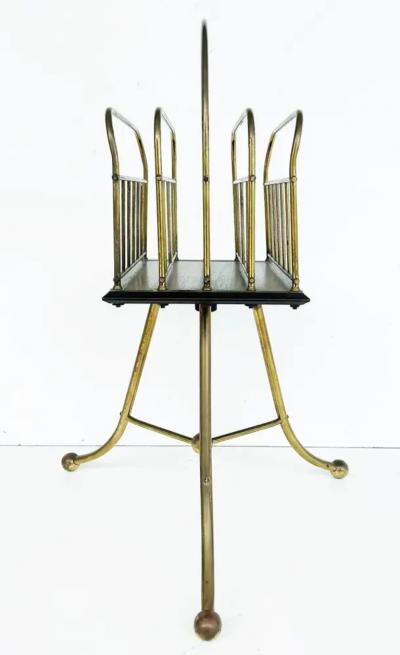 Jans of London Antique Revolving Magazine Stand in Brass and Mahogany