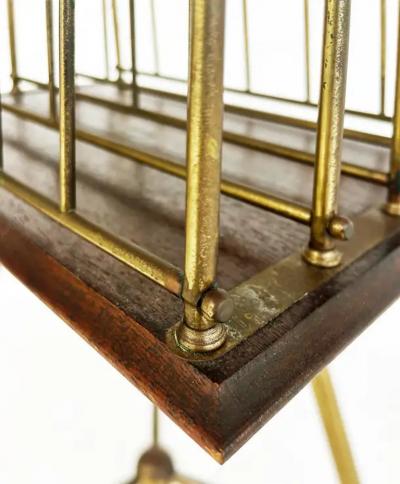 Jans of London Antique Revolving Magazine Stand in Brass and Mahogany