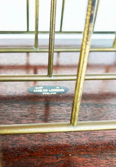 Jans of London Antique Revolving Magazine Stand in Brass and Mahogany