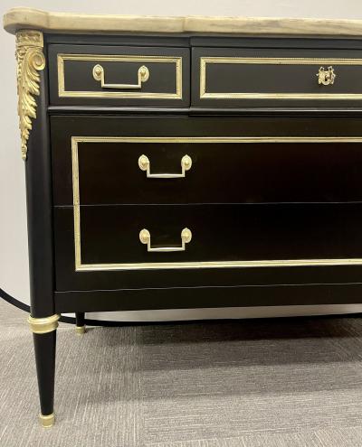 Jansen Louis XVI Style Bronze Mounted Commode with White Marble Top 1940s