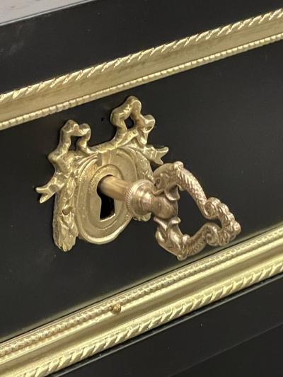 Jansen Louis XVI Style Bronze Mounted Commode with White Marble Top 1940s