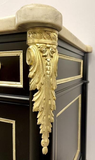 Jansen Louis XVI Style Bronze Mounted Commode with White Marble Top 1940s