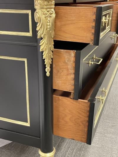 Jansen Louis XVI Style Bronze Mounted Commode with White Marble Top 1940s