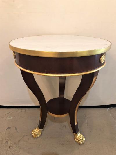 Jansen Style Claw Foot and Bronze Mounted Marble Top Circular End Side Table