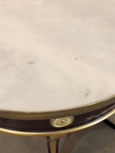 Jansen Style Claw Foot and Bronze Mounted Marble Top Circular End Side Table