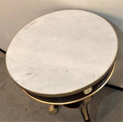 Jansen Style Claw Foot and Bronze Mounted Marble Top Circular End Side Table