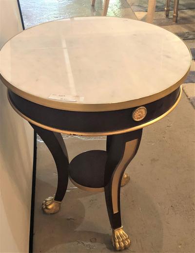 Jansen Style Claw Foot and Bronze Mounted Marble Top Circular End Side Table