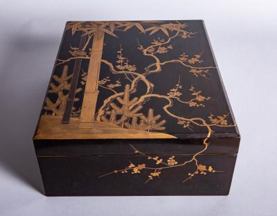 Japanese 19th Century Lacquer Letter Box With Gold Makie