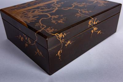Japanese 19th Century Lacquer Letter Box With Gold Makie