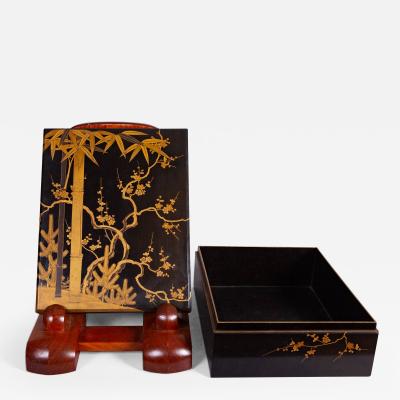 Japanese 19th Century Lacquer Letter Box With Gold Makie
