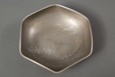 Japanese Antique Faceted Pewter Bowl