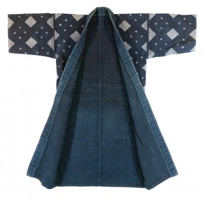 Japanese Antique Farmer Jacket with Bold Katazome Resistant Dye