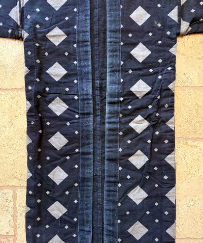 Japanese Antique Farmer Jacket with Bold Katazome Resistant Dye